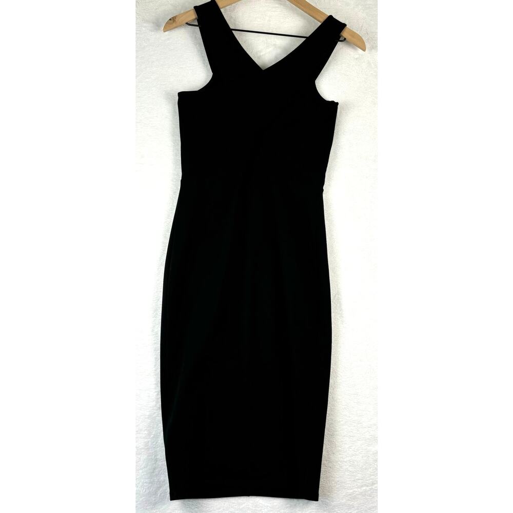 NWOT Mason Bodycon Criss Cross Cutout Dress Size Small in Black Keyhole Front